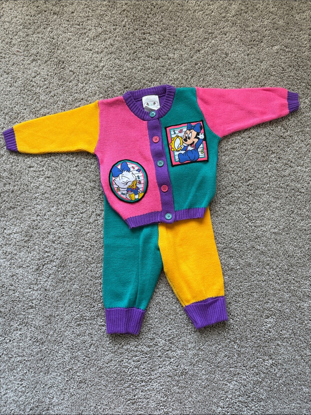 Vintage 90s Disney Colorblock Sweater Set | 6-9 months
